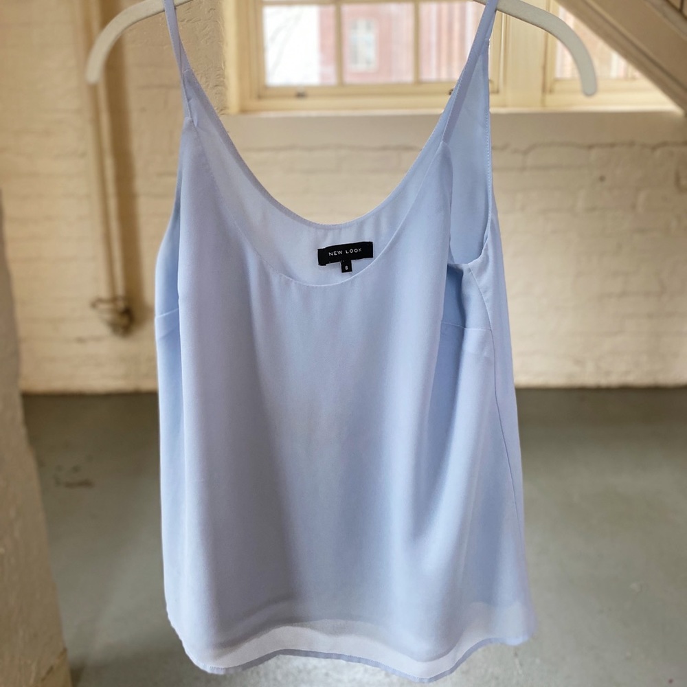 Pale blue flowy tank top